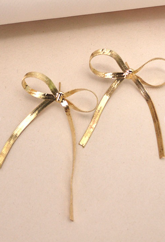 Snake Chain Bow Earrings