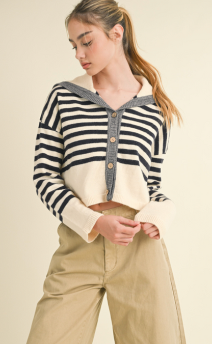 Teagan Stripe Collar Cardigan