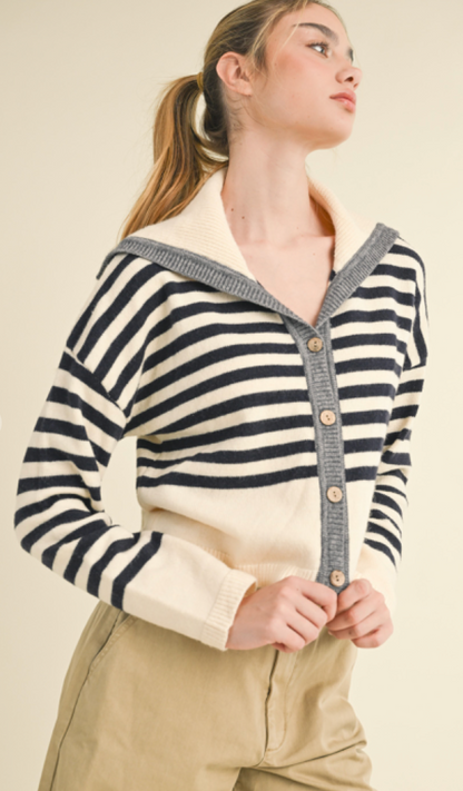 Teagan Stripe Collar Cardigan