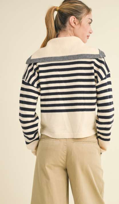 Teagan Stripe Collar Cardigan