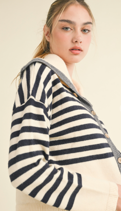 Teagan Stripe Collar Cardigan