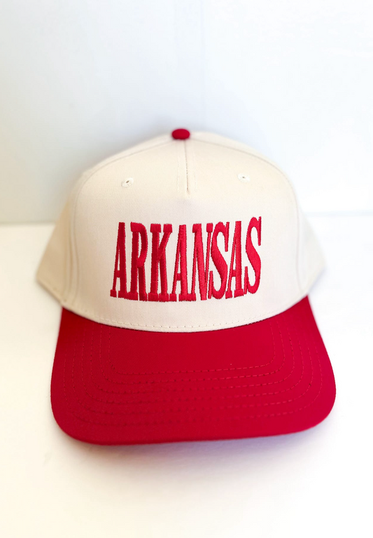 Arkansas Vintage Hat Cream/Red