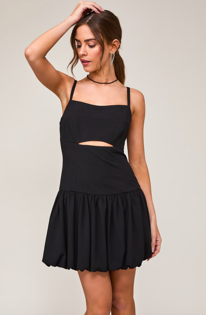 Balloon Hem Cut Out Dress Black