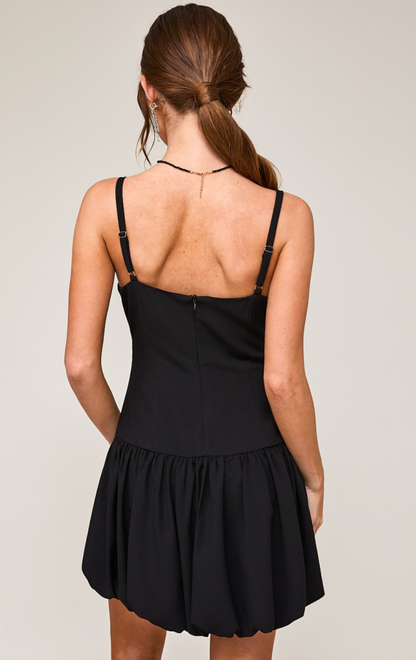 Balloon Hem Cut Out Dress Black