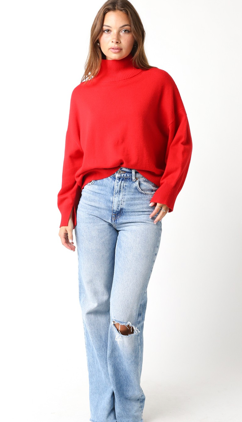 Lyla Red Turtleneck Sweater