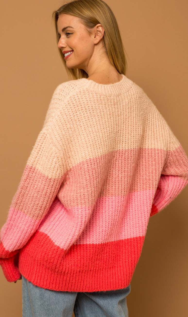 Pink Tonal Stripe Sweater