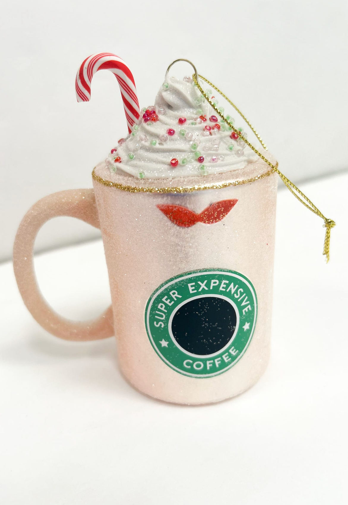 Peppermint Coffee Glass Ornament