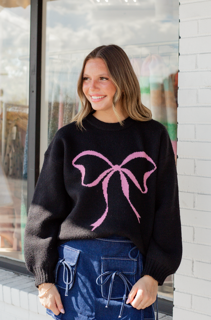 Black Bow Knitted Sweater