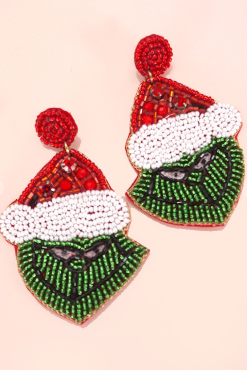 Grinch Beaded Earrings