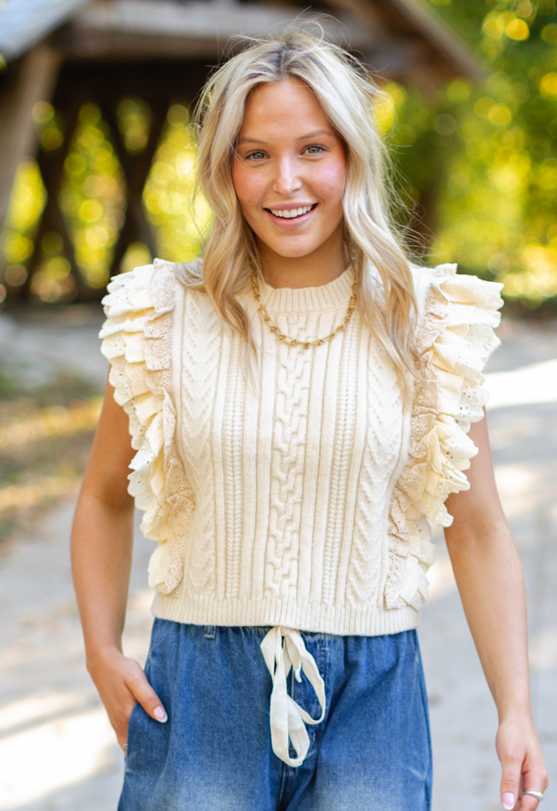 Vicki Lace Ruffles Sweater