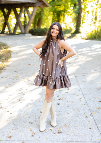 Polka Dot Halter Mini Dress