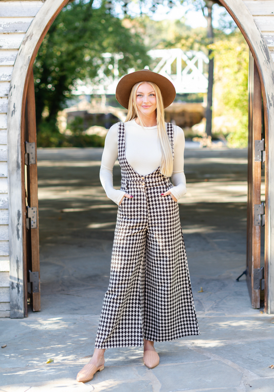 Brown Houndstooth Jumpsuit