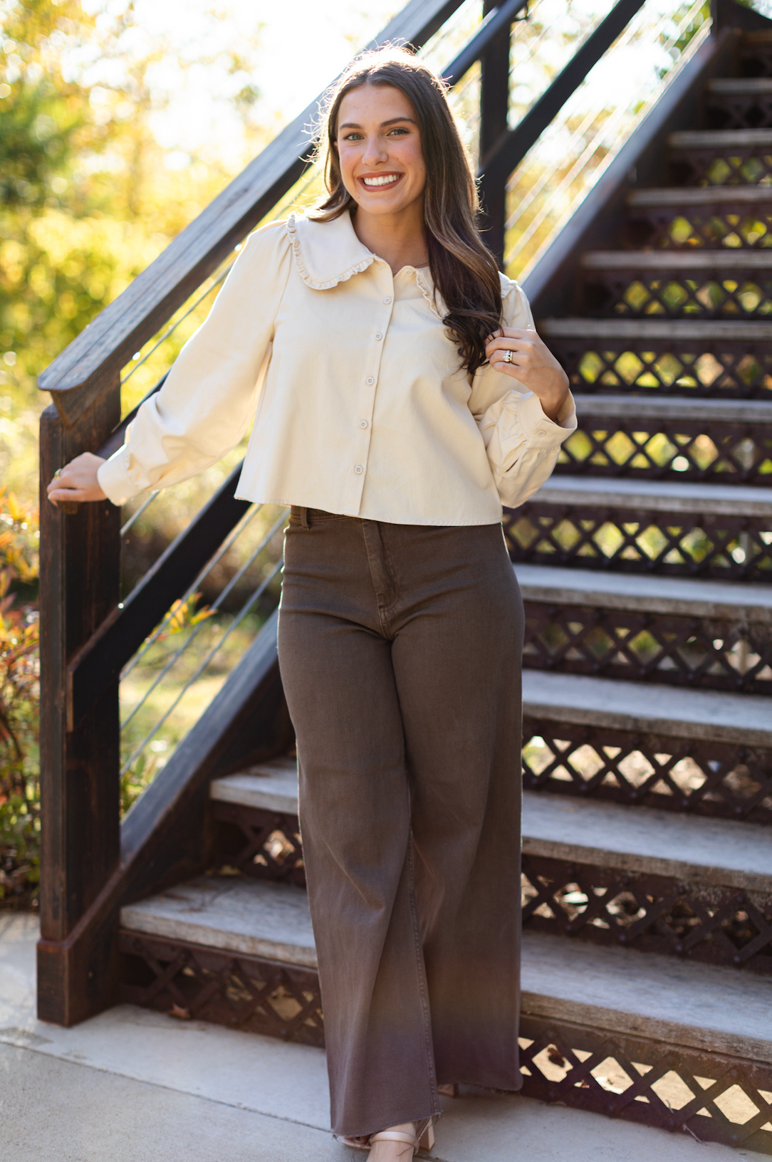 Maggie Cream Collar Top