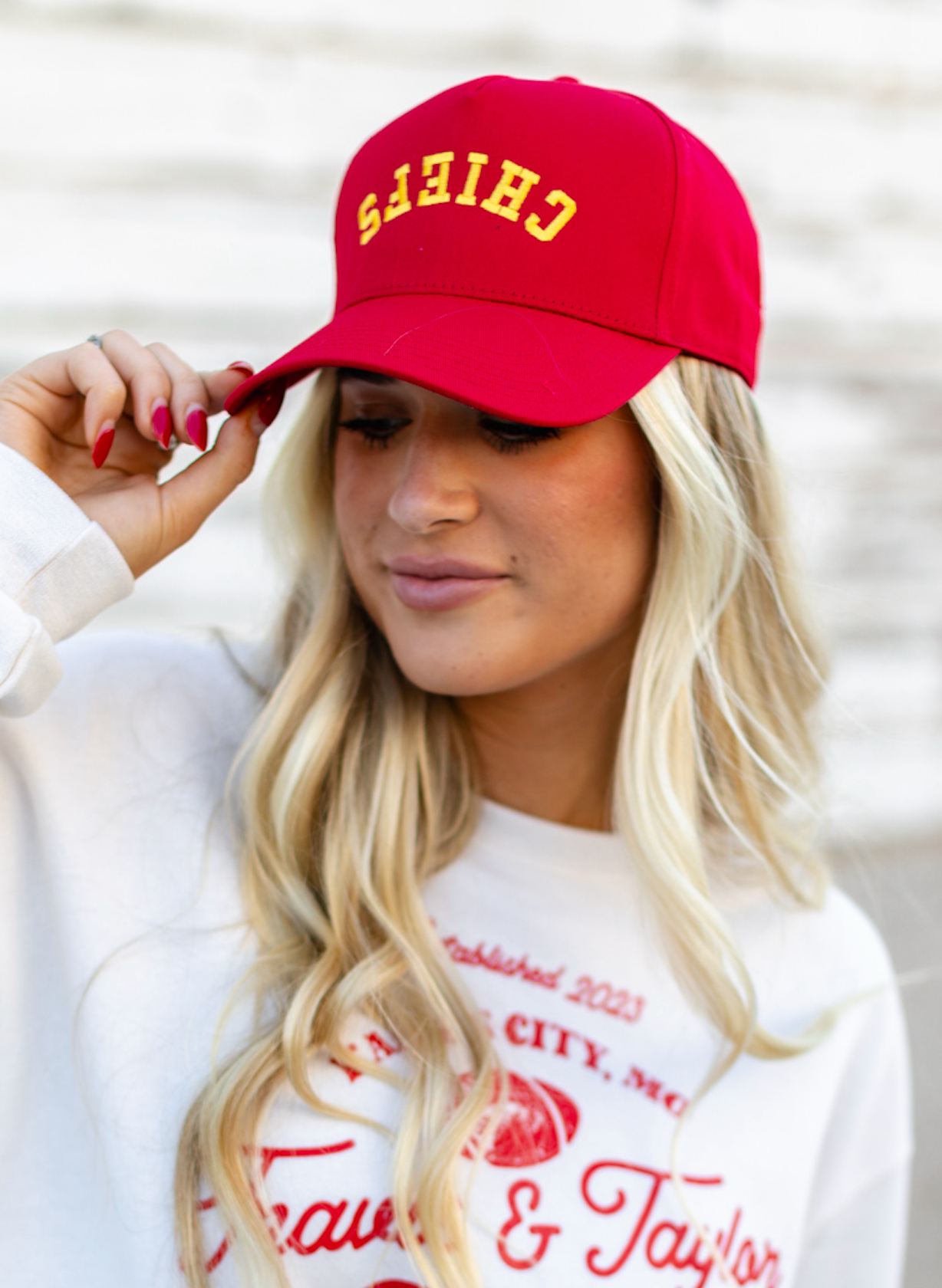 Upside Down Chiefs Vintage Trucker Red