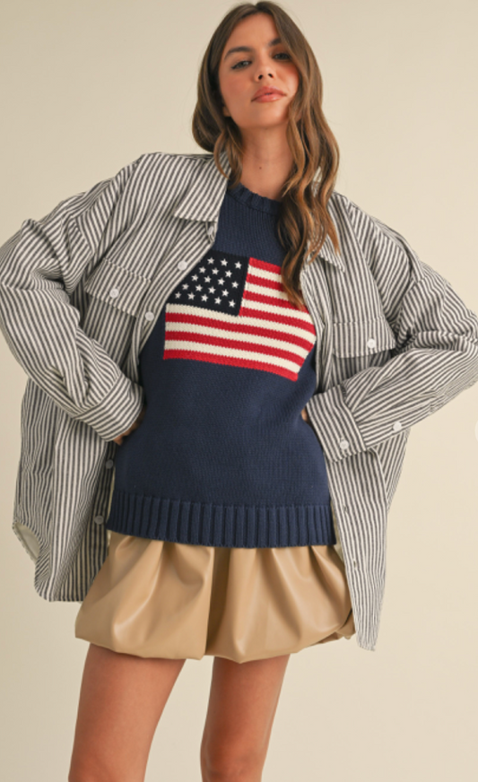 Brown Stripe Oversize Shirt