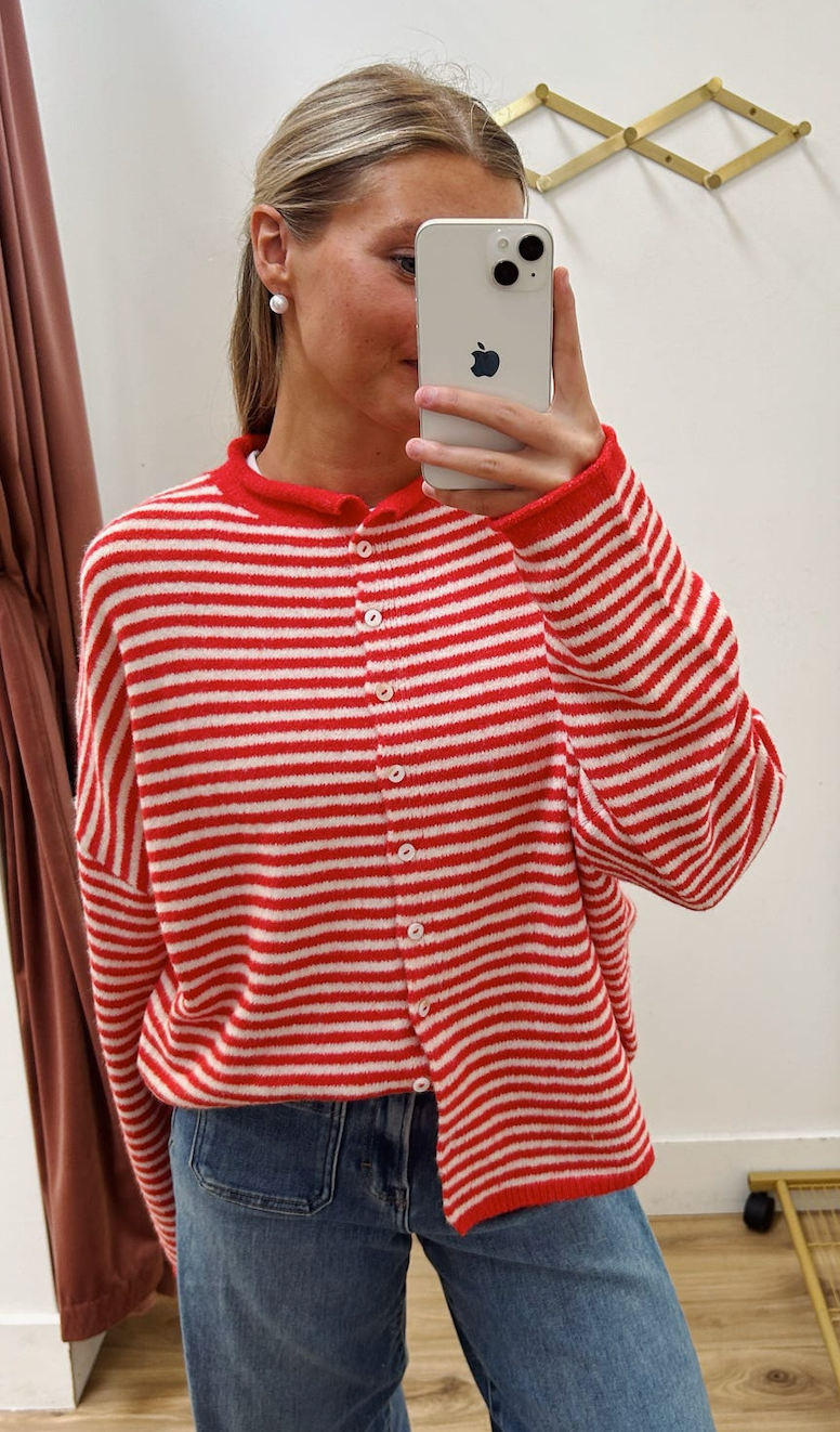 Piper Red Stripe Cardigan