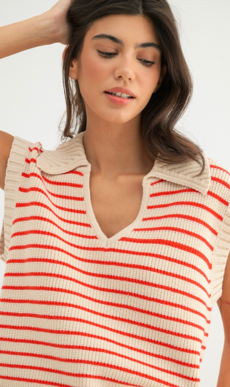 Collared Stripe Sweater Tank