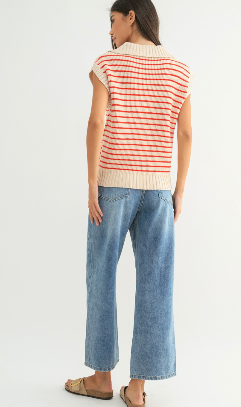 Collared Stripe Sweater Tank