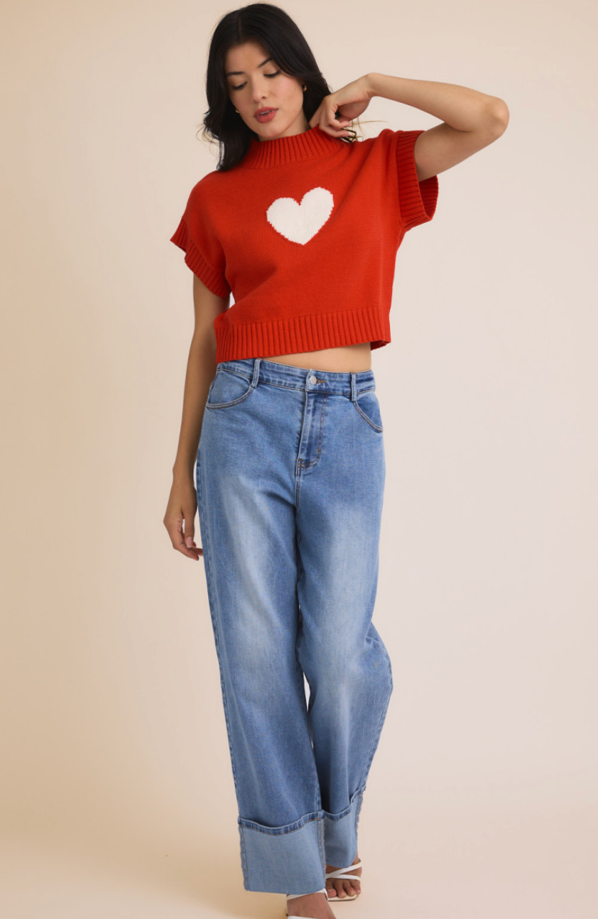 Heart Mock Knit Top