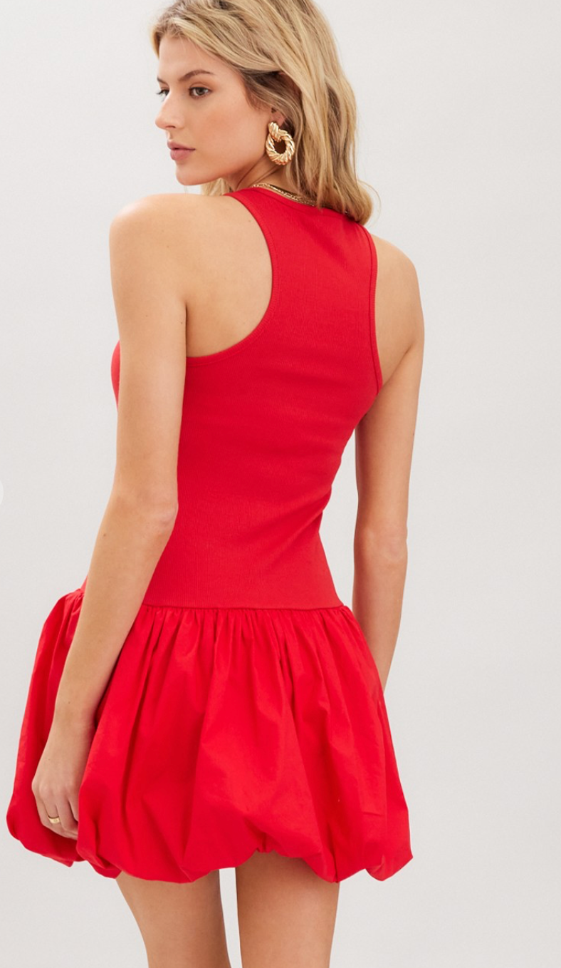 Red Bubble Hem Dress