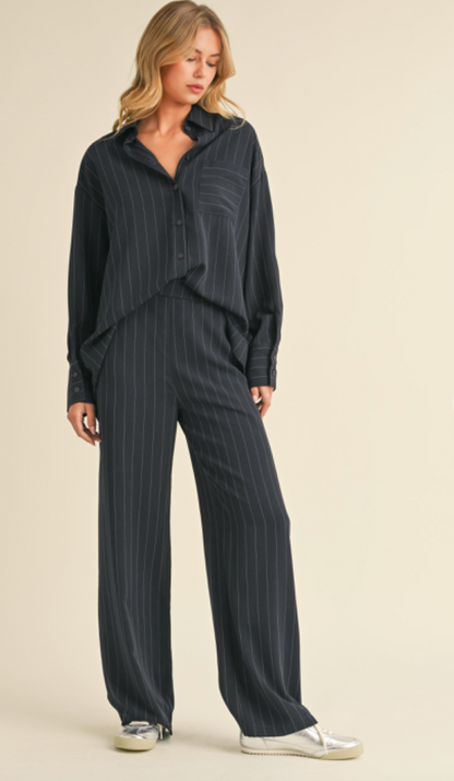 Navy Stripe Shirt & Pants Set of 2