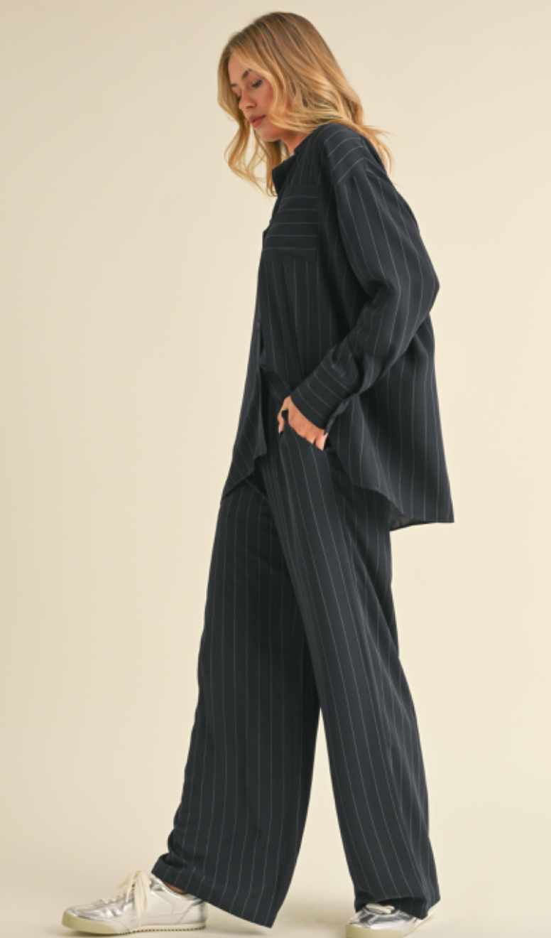 Navy Stripe Shirt & Pants Set of 2