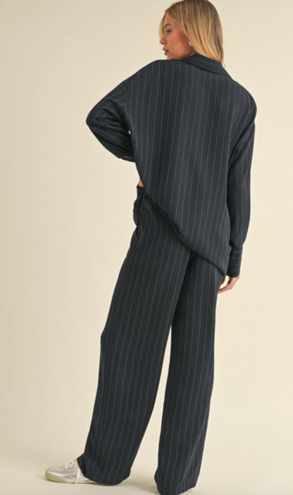 Navy Stripe Shirt & Pants Set of 2