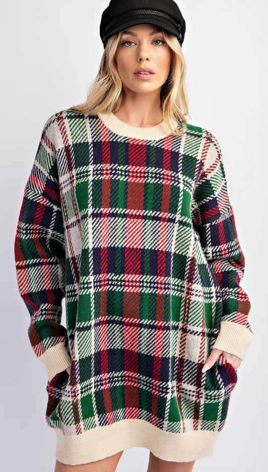 Jayci Plaid Sweater Dress