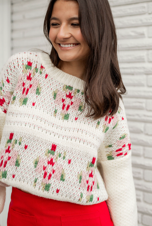 Dani Cream Floral Sweater