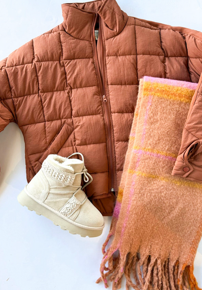 Brick Quilted Puffer Coat