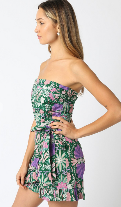 Green Garden Floral Romper