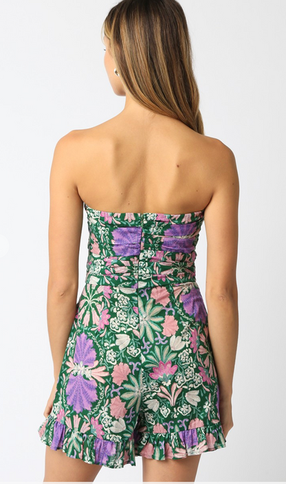 Green Garden Floral Romper