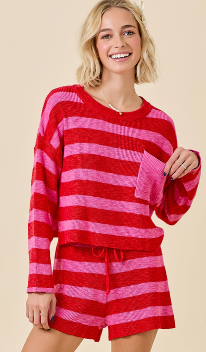 Pink/Red Stripe Sweater Set of 2