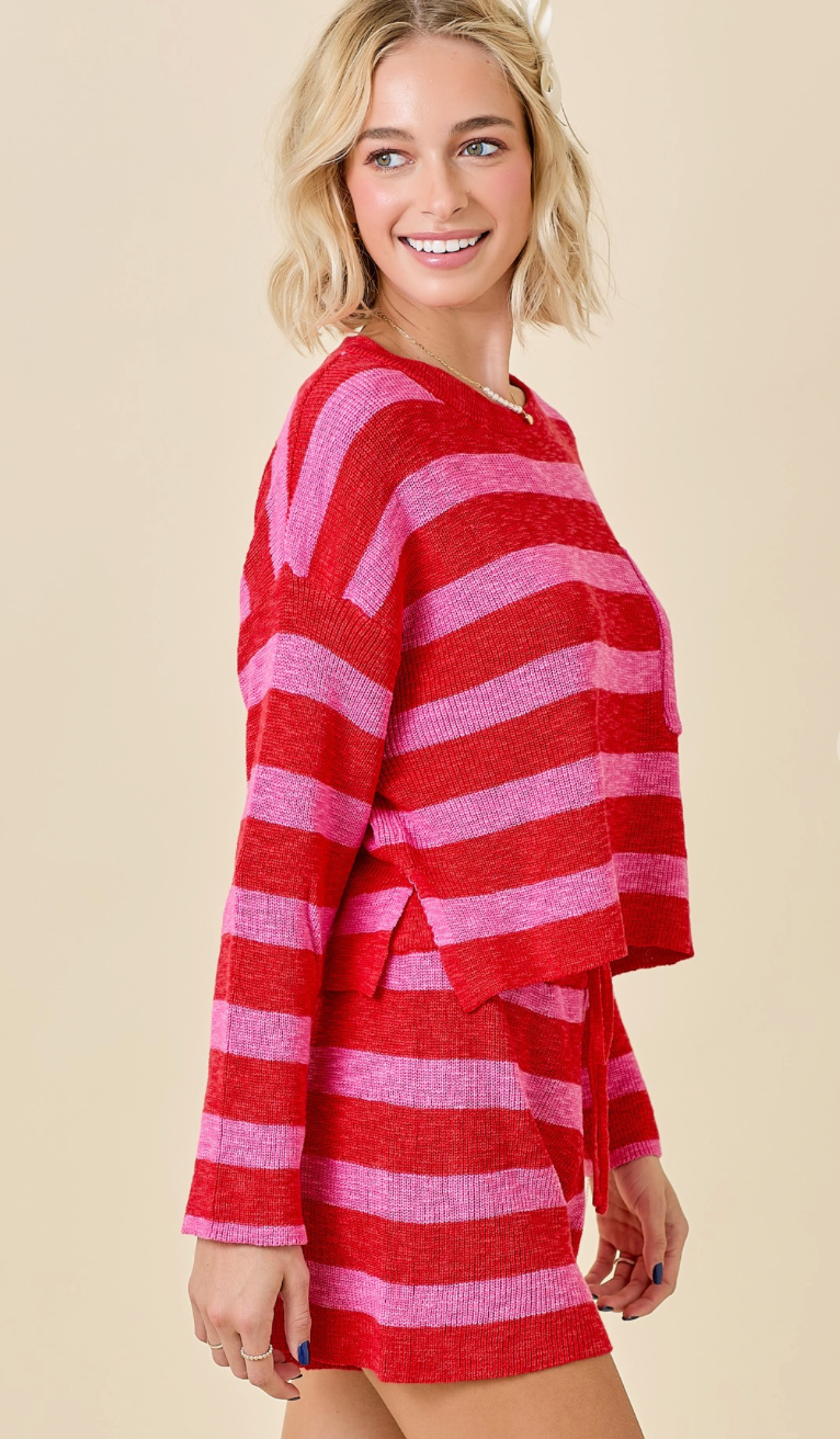 Pink/Red Stripe Sweater Set of 2