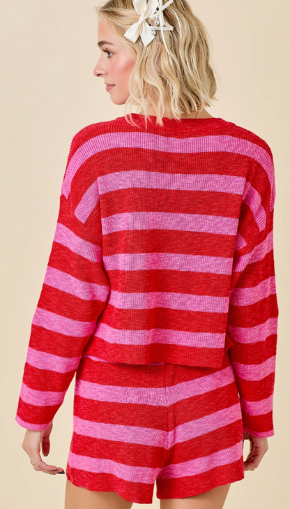 Pink/Red Stripe Sweater Set of 2