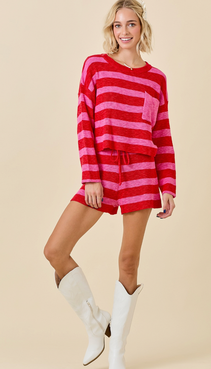 Pink/Red Stripe Sweater Set of 2