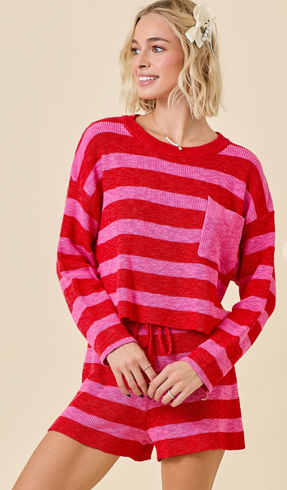 Pink/Red Stripe Sweater Set of 2