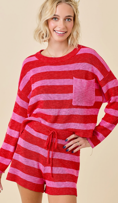 Pink/Red Stripe Sweater Set of 2