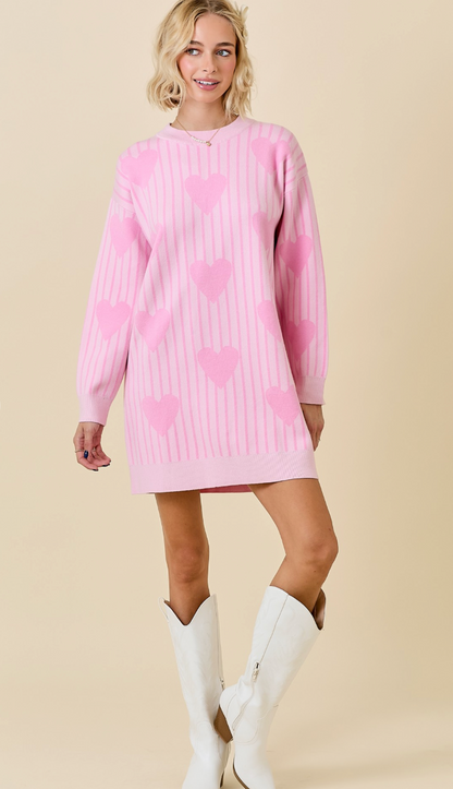 Hearts & Stripes Sweater Dress