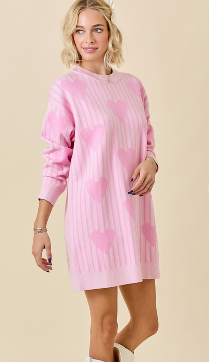 Hearts & Stripes Sweater Dress