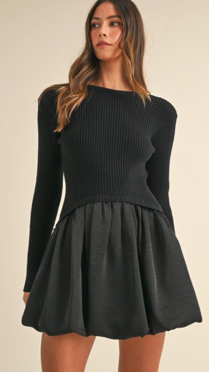 Ribbed Sweater Bubble Dress