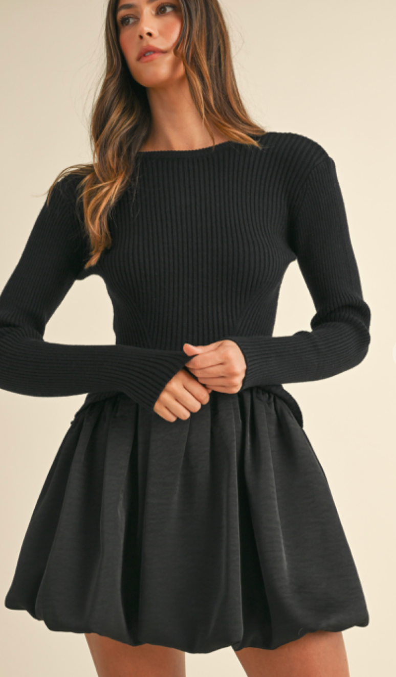 Ribbed Sweater Bubble Dress