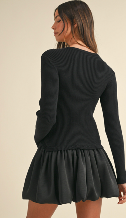 Ribbed Sweater Bubble Dress