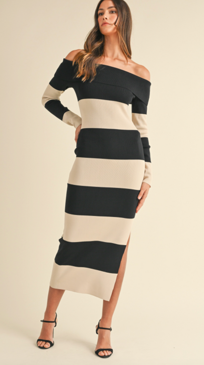 Off Shoulder Stripe Dress