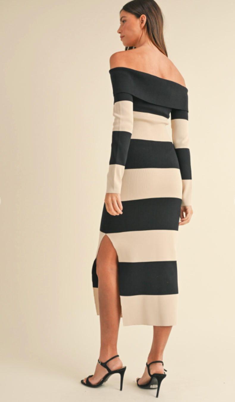 Off Shoulder Stripe Dress