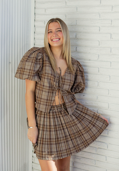 Aria Plaid Pleated Skirt