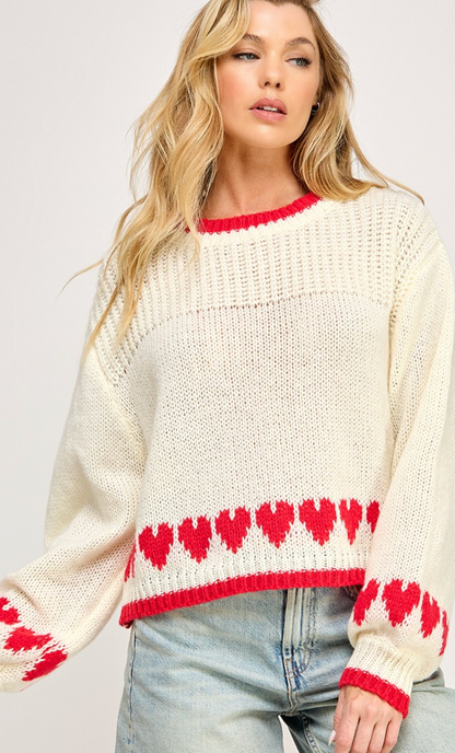 Hearts Border Hem Sweater