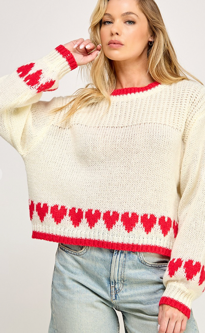 Hearts Border Hem Sweater