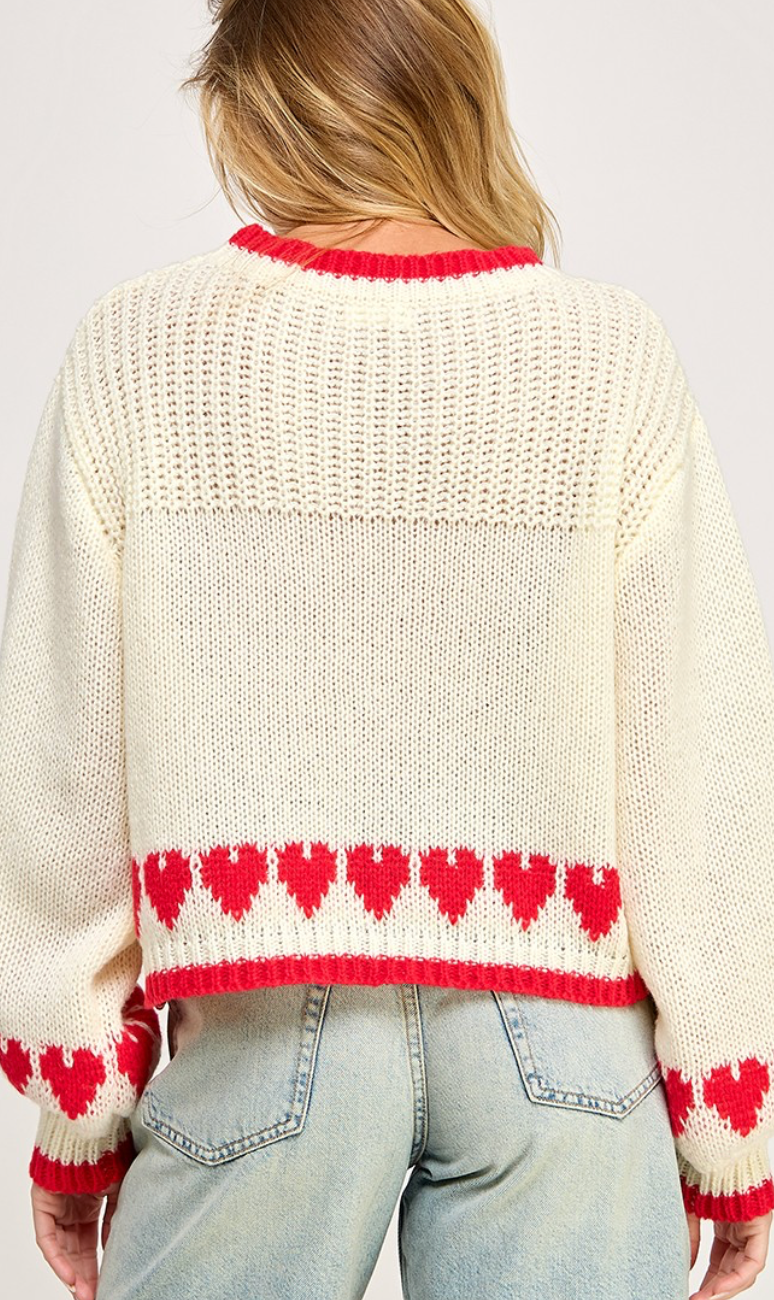 Hearts Border Hem Sweater