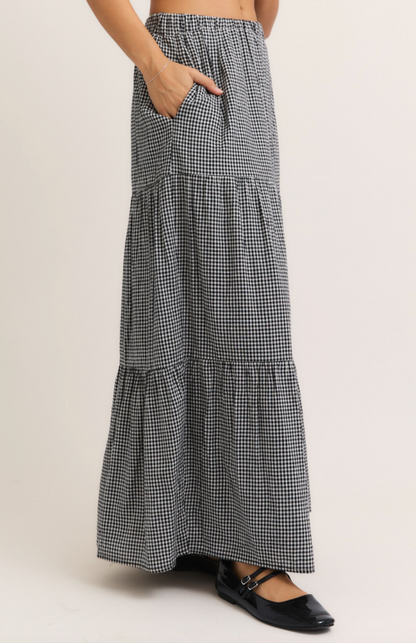 Gingham Tiered Maxi Skirt